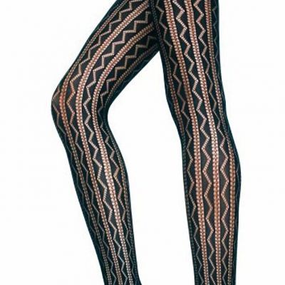 Pantyhose Women's Black Striped Lace Geometric Zig Zag Patterned Tights